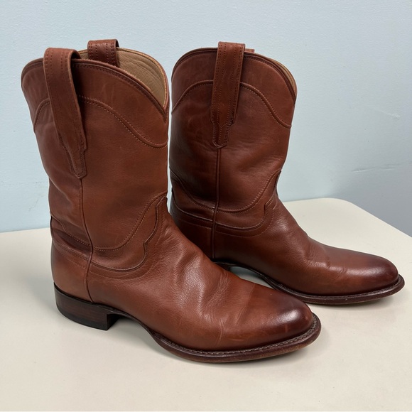 TECOVAS THE EARL GOAT Roper Leather Men's Size 9D Brown Western Handmade Cowboy - Picture 2 of 12